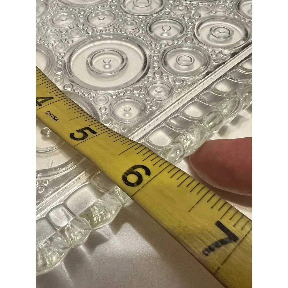 Vintage Glass Serving Tray Bubble Circle Pattern Handled Relish Vanity Display
